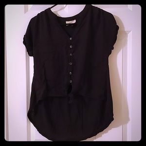 High Low Button Front Tie Shirt